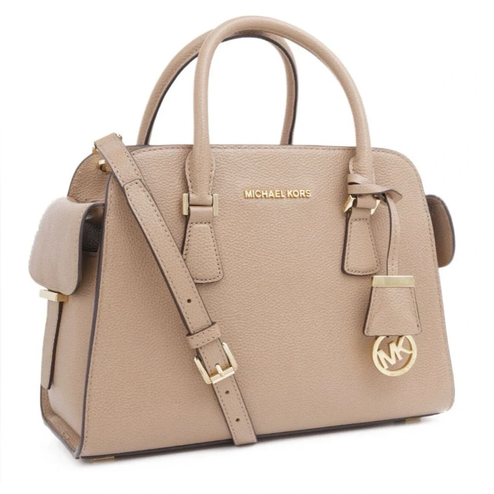 Michael Kors Tan Harper Medium Satchel Pebble Leather Bag